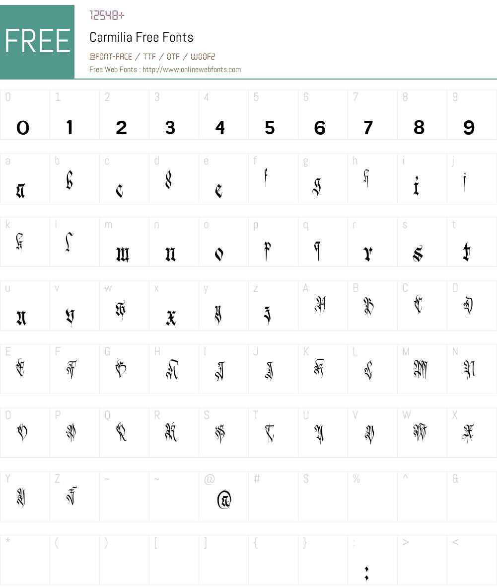 Carmilia Font Screenshots