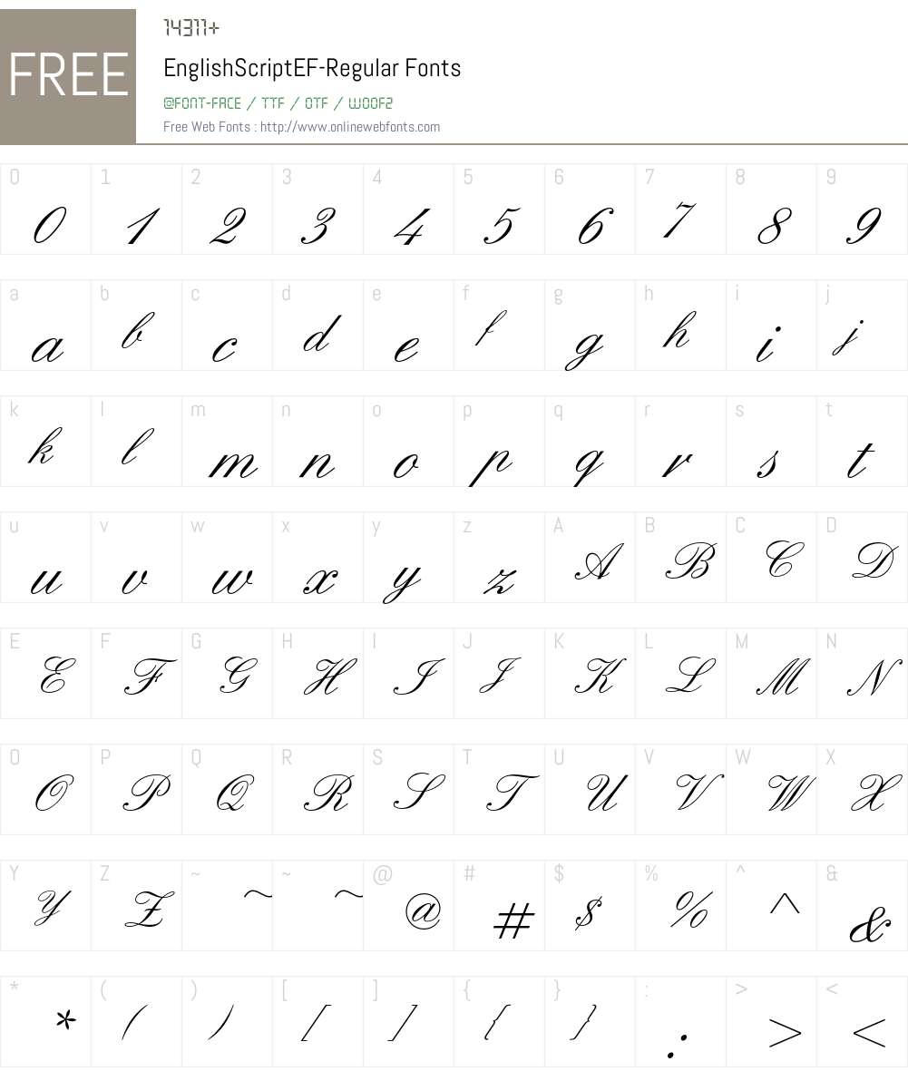 EnglishScriptEF Font Screenshots