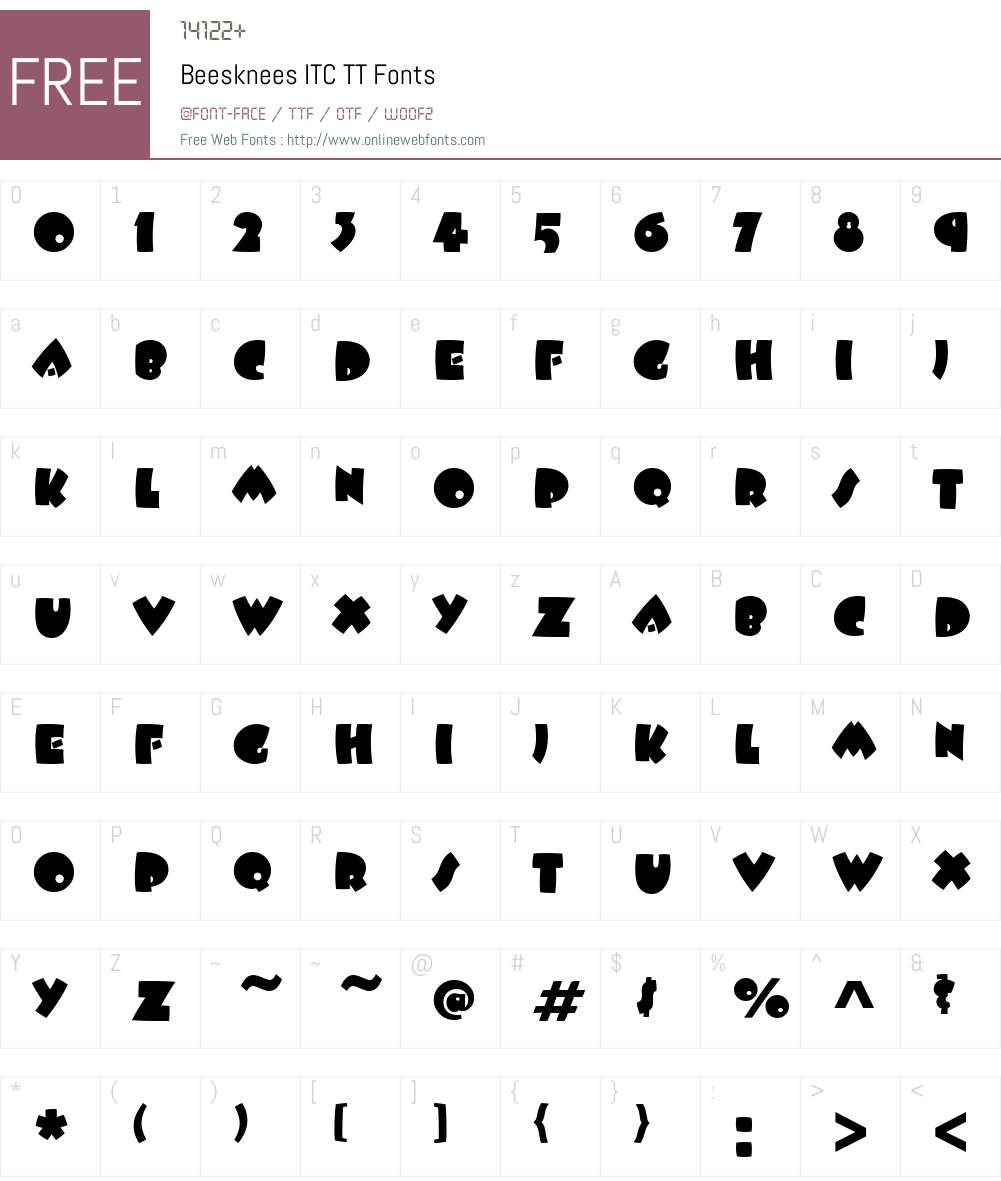 Beesknees ITC TT Font Screenshots