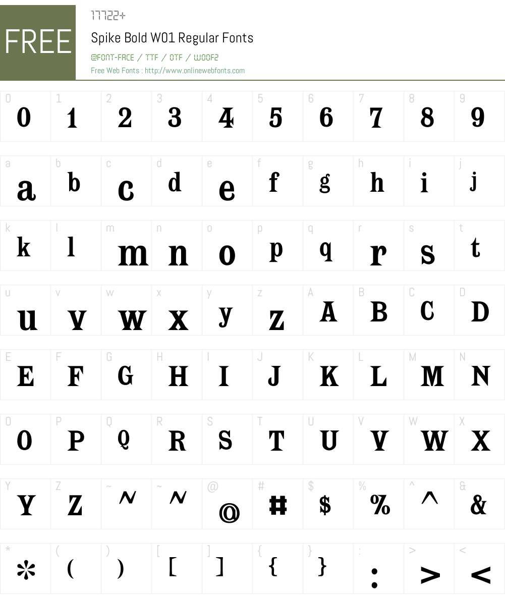 SpikeBoldW01-Regular Font Screenshots