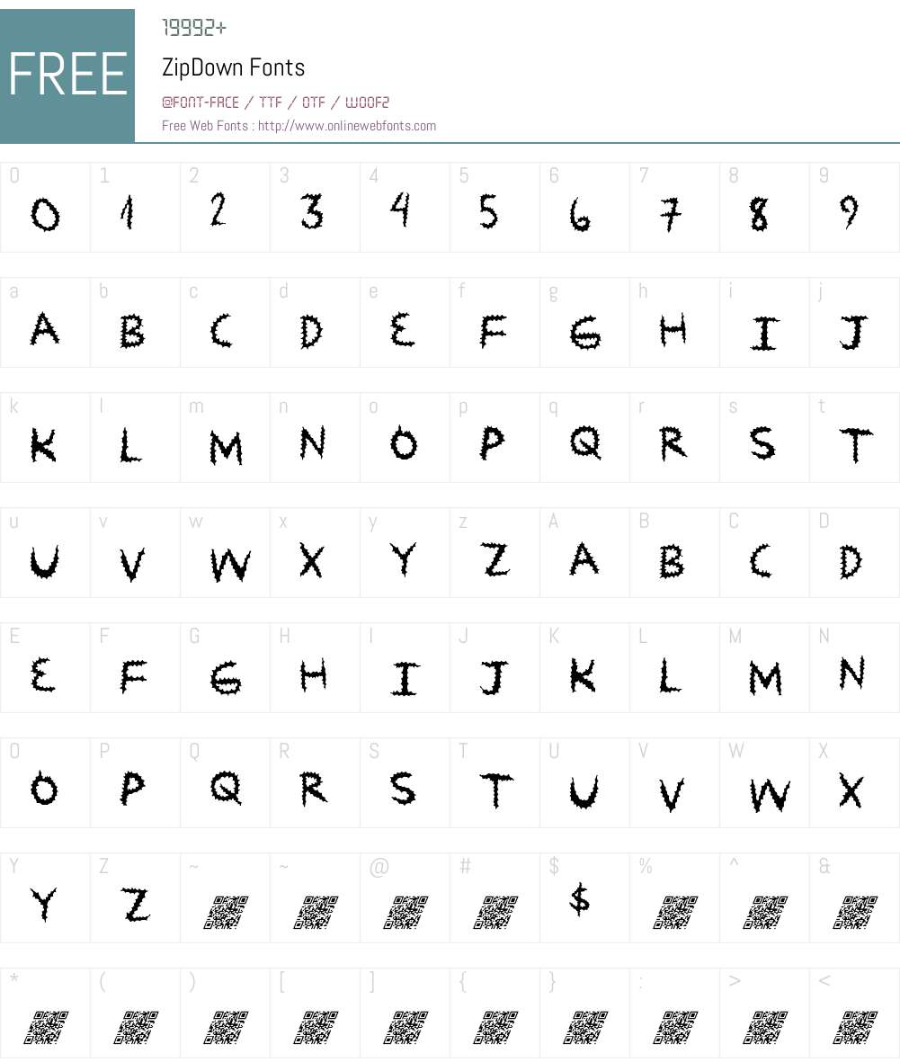 ZipDown Font Screenshots
