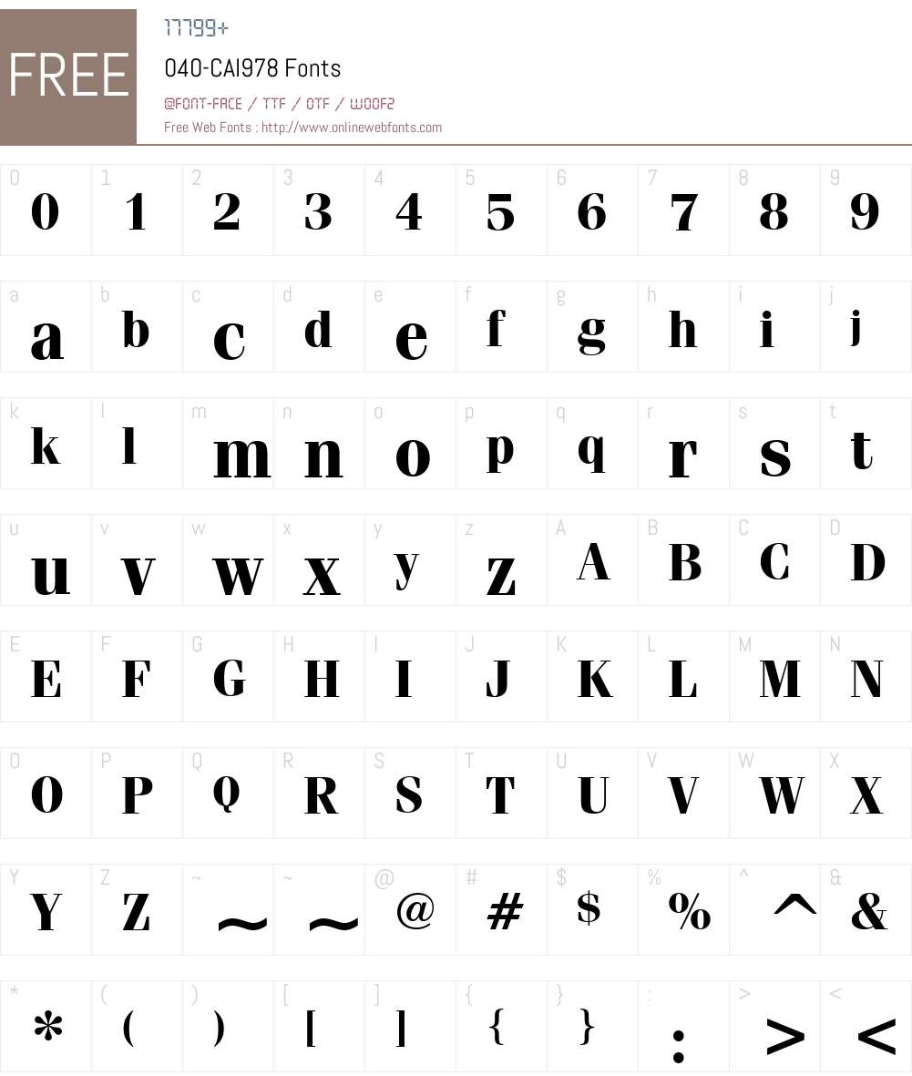 040-CAI978 Font Screenshots
