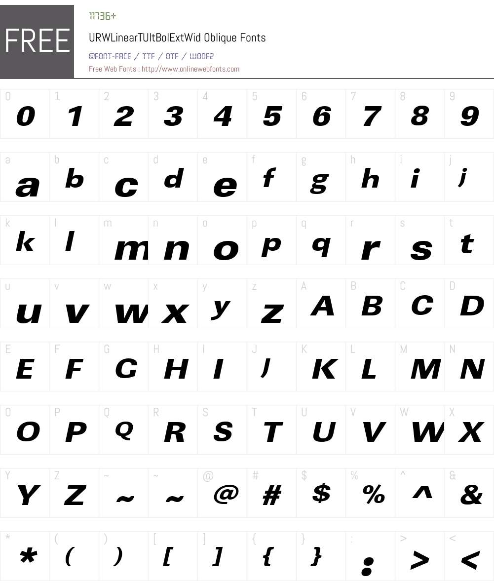 URWLinearTUltBolExtWid Font Screenshots