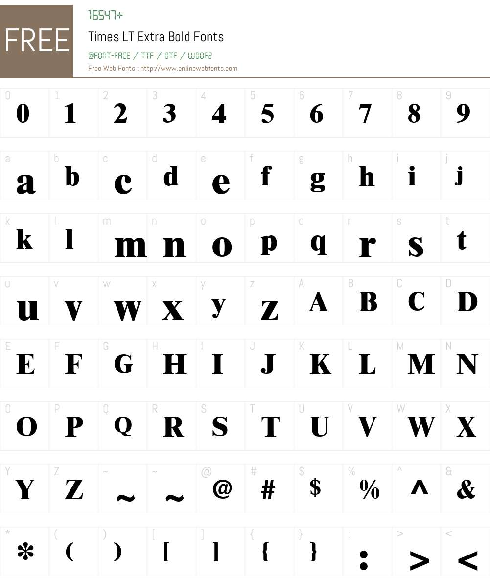 Times LT ExtraBold Font Screenshots