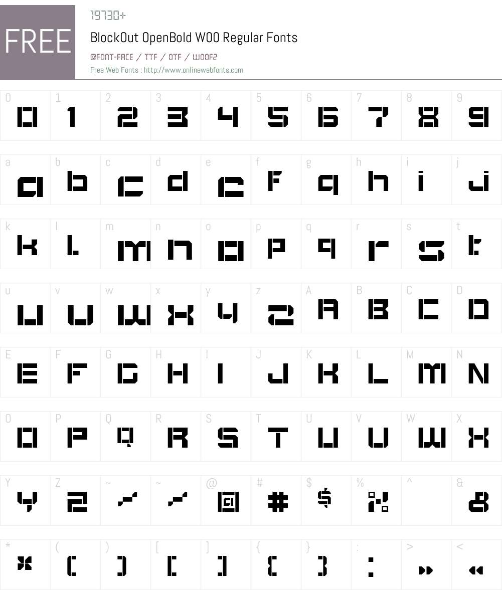 BlockOutOpenBoldW00-Regular Font Screenshots