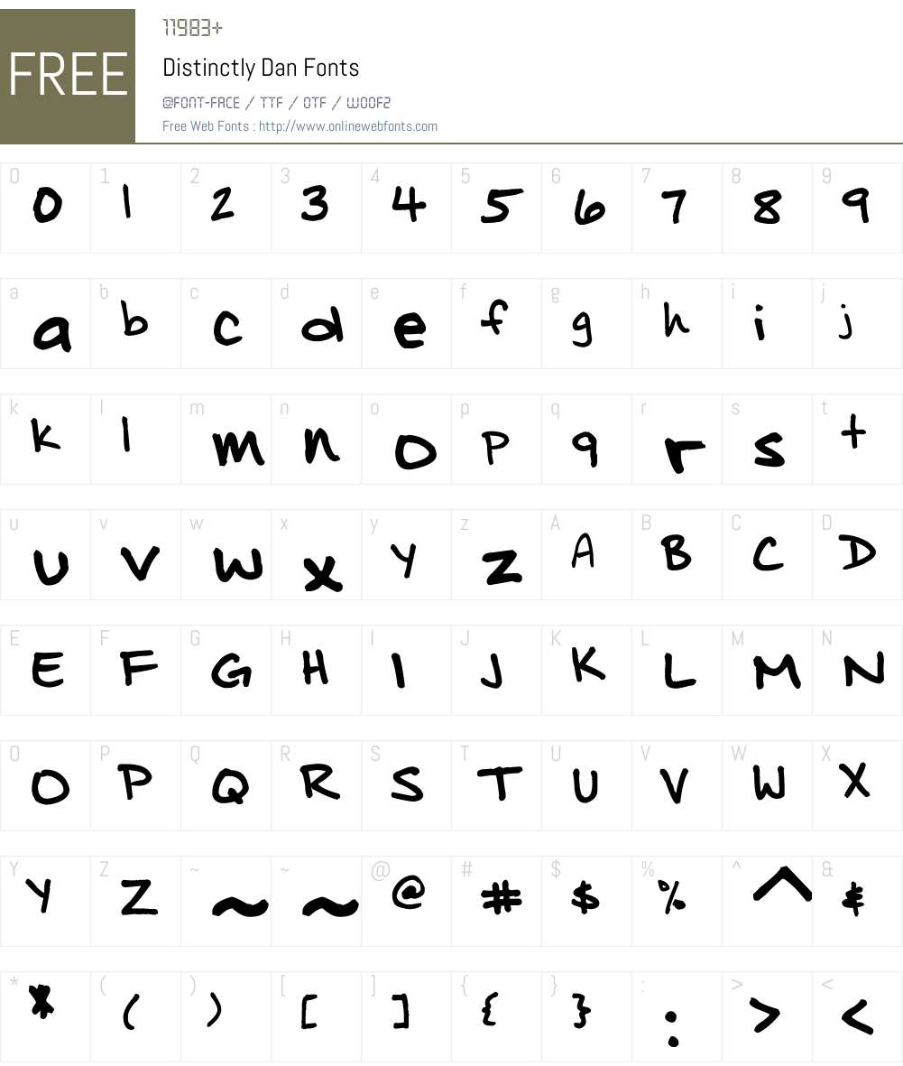 Distinctly Dan Font Screenshots