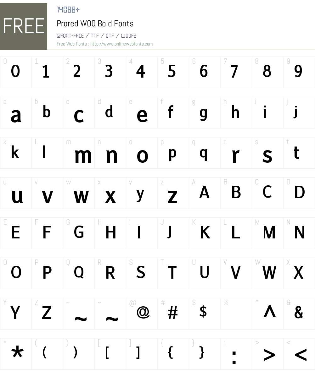 ProredW00-Bold Font Screenshots