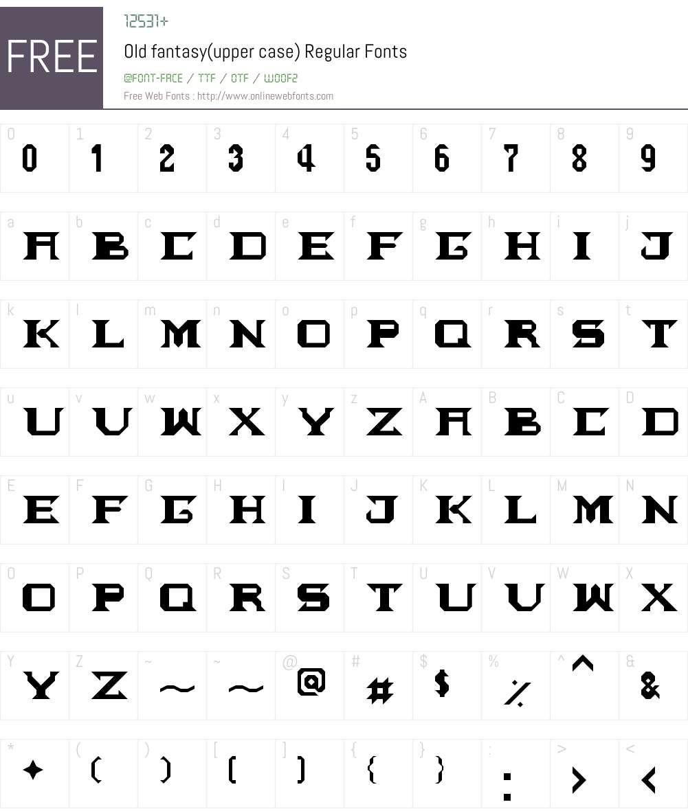 Old fantasy(upper case) Font Screenshots
