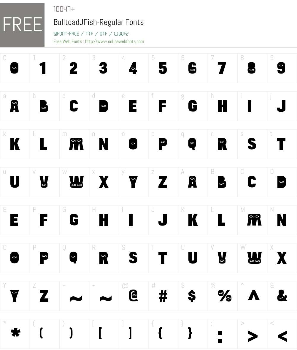 Bulltoad JFish Font Screenshots