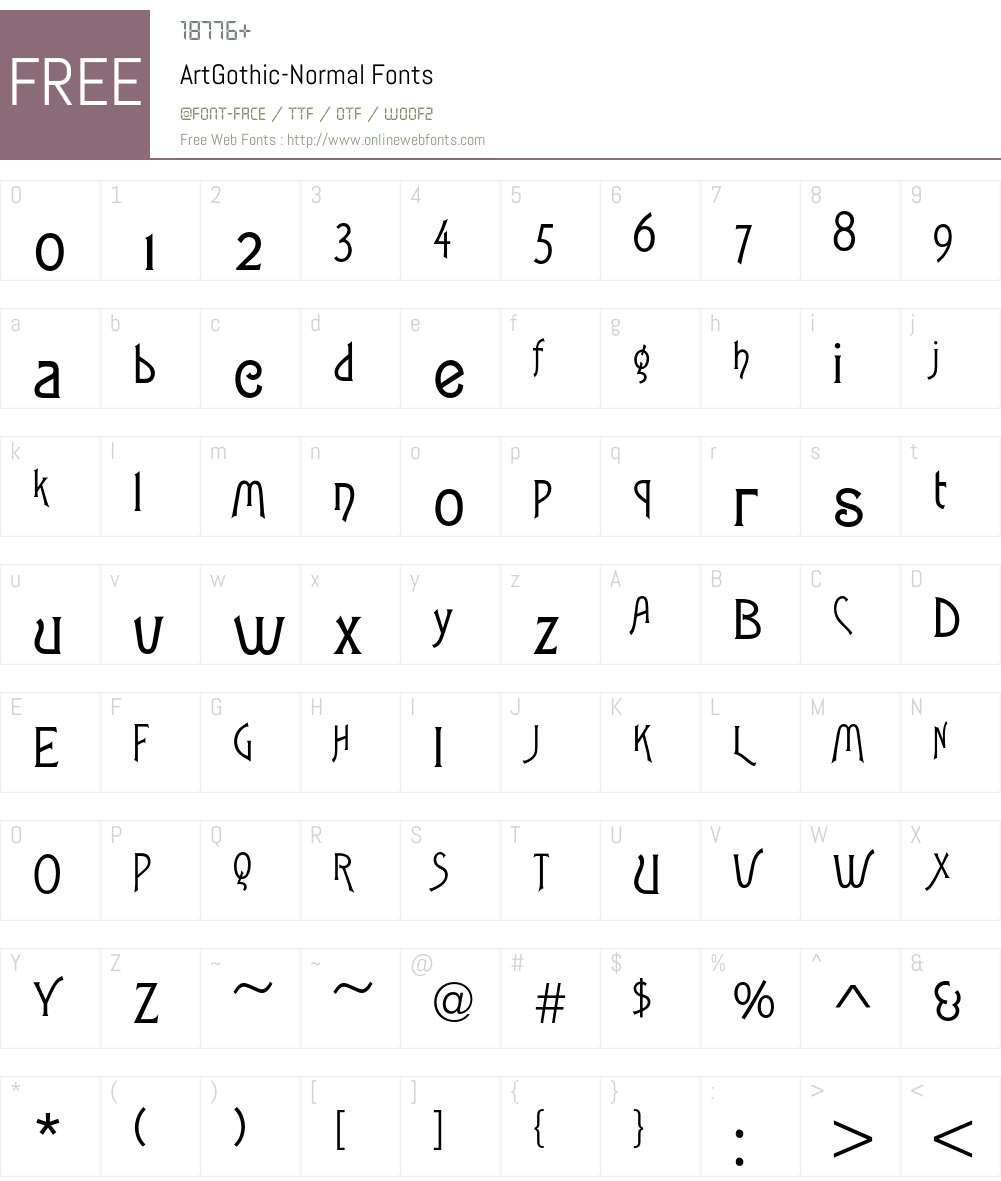 ArtGothic-Normal Font Screenshots