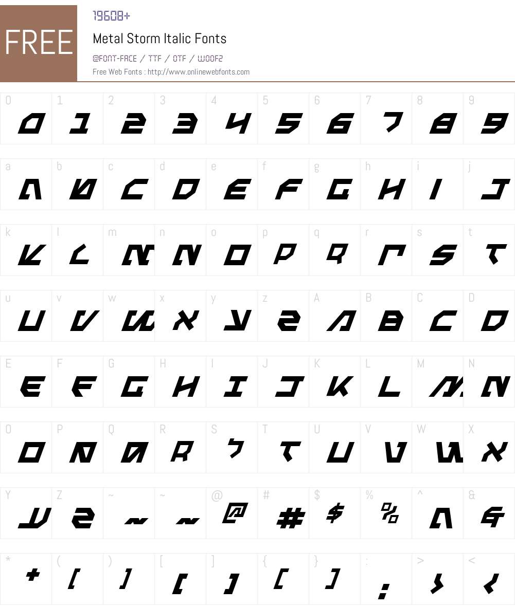 Metal Storm Italic Font Screenshots