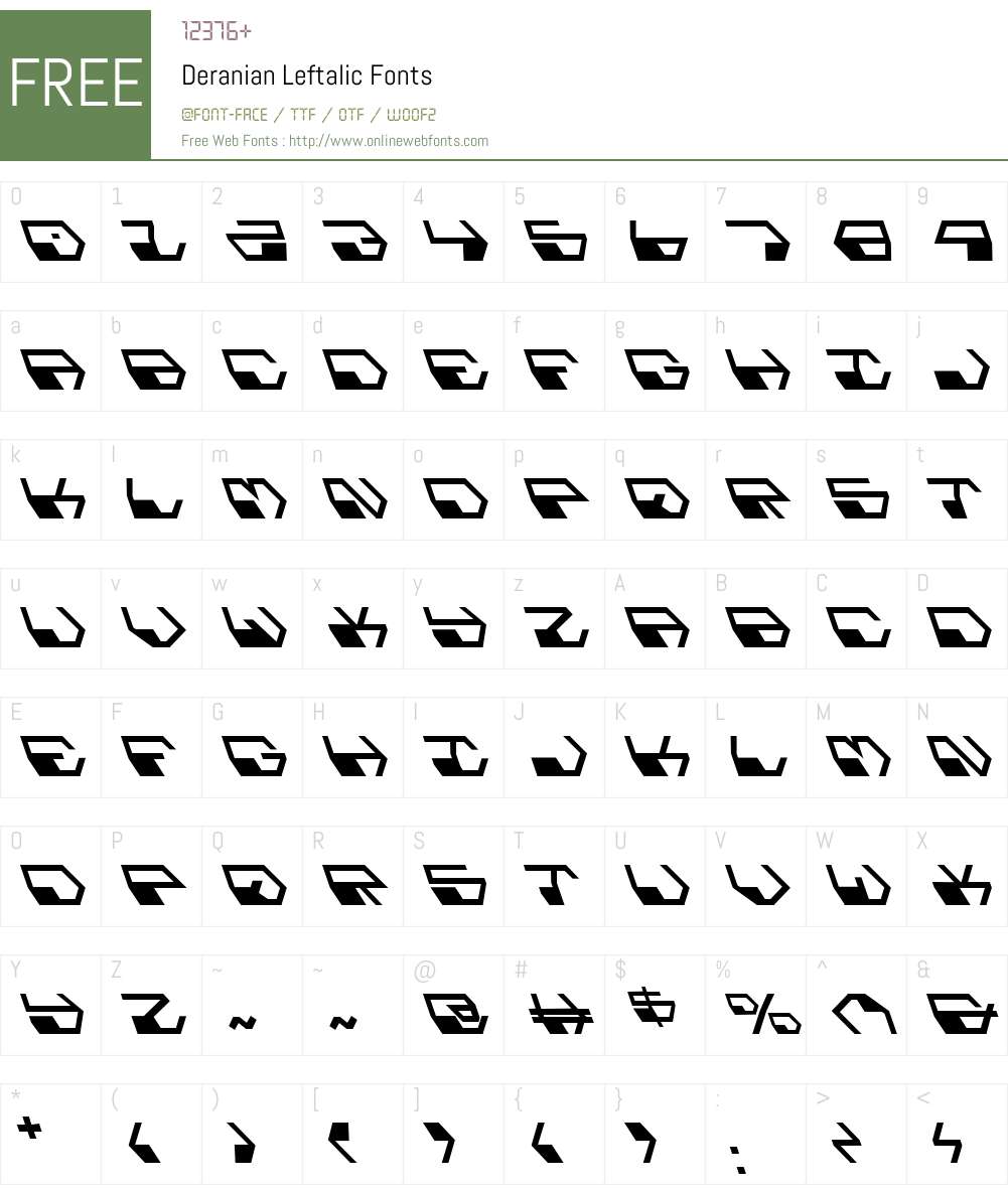 Deranian Leftalic Font Screenshots