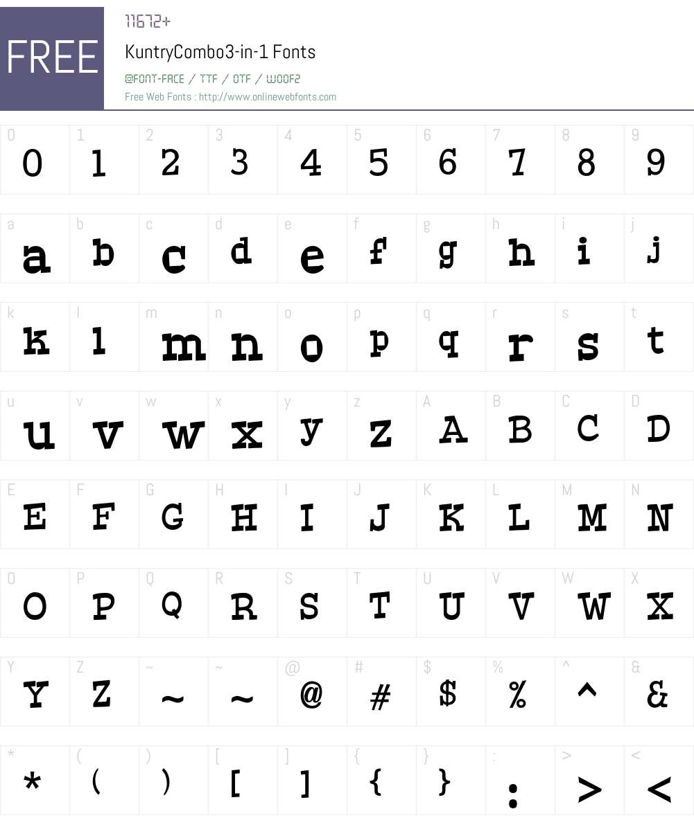 KuntryCombo Font Screenshots