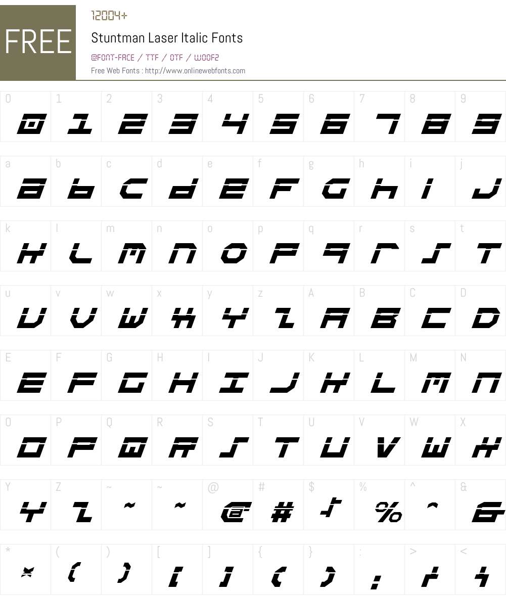 Stuntman Laser Italic Font Screenshots