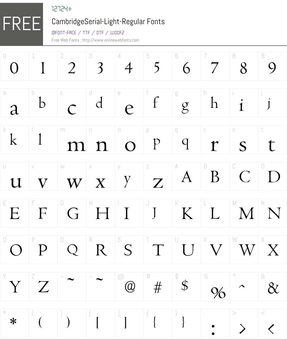 CambridgeSerial-Light Font Screenshots