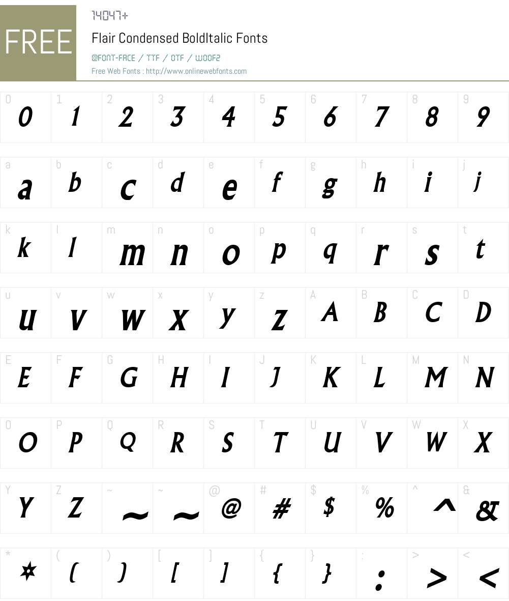 Flair Condensed Font Screenshots