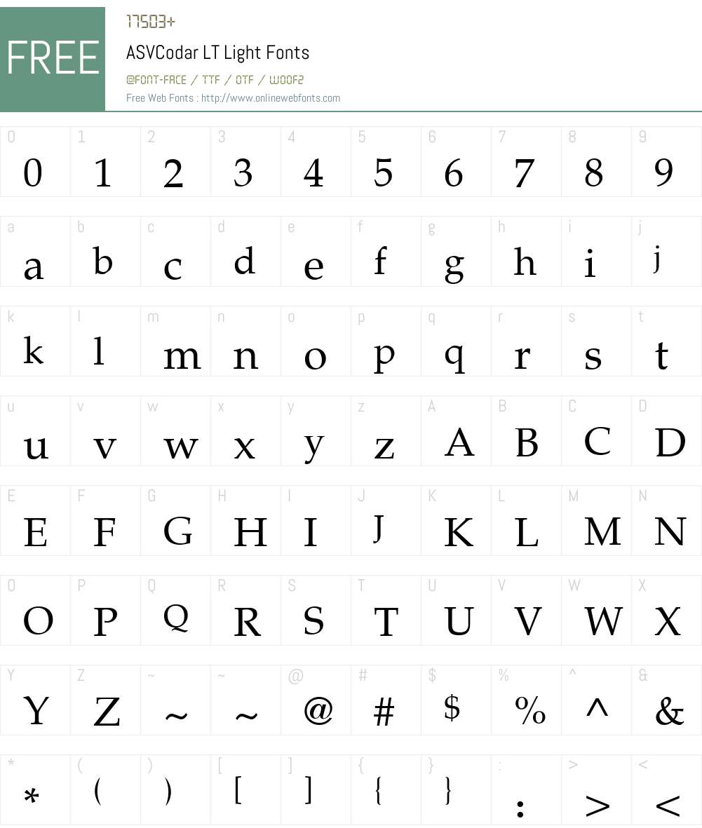 ASVCodar LT Font Screenshots