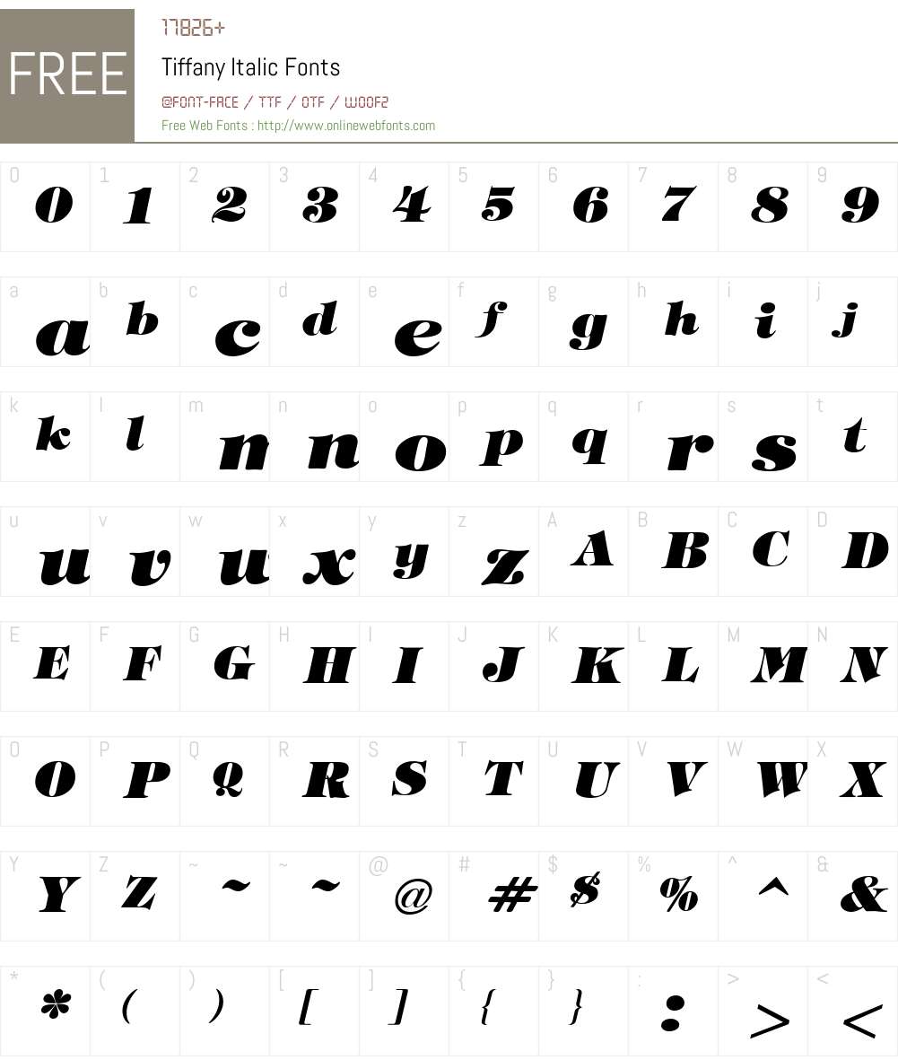 Tiffany Font Screenshots