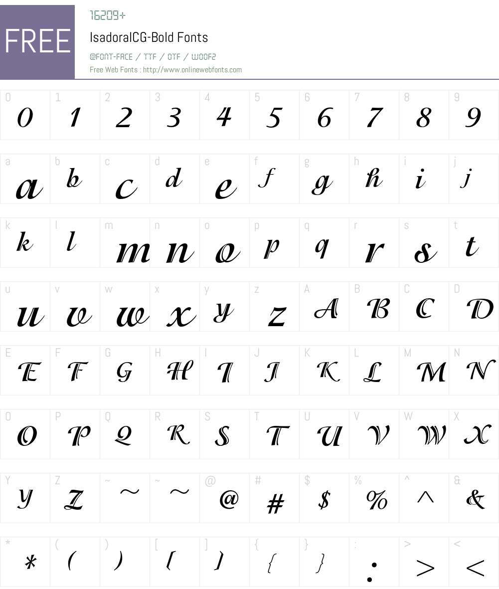 IsadoraICG Font Screenshots