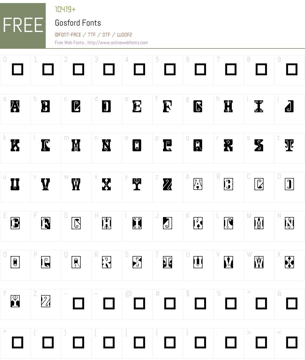 Gosford Font Screenshots