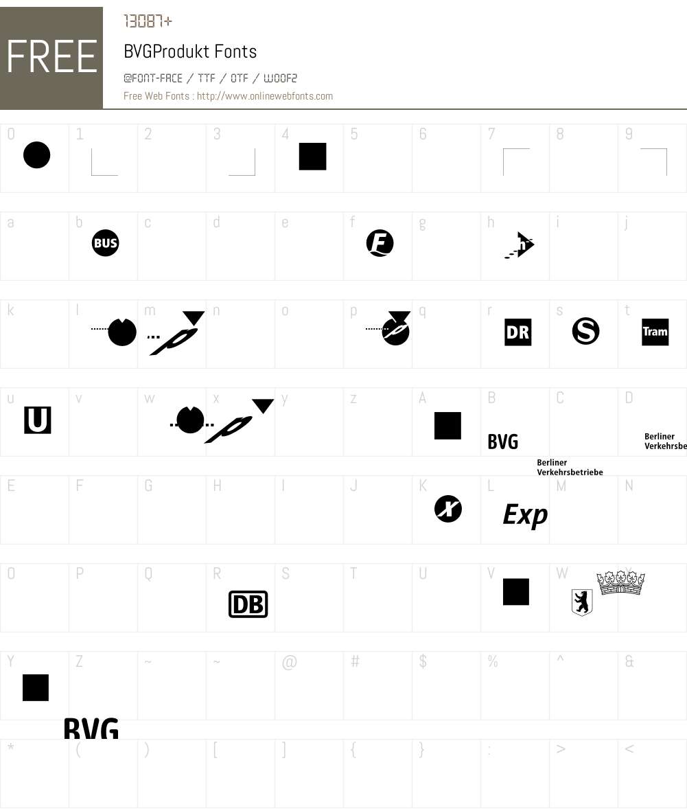 BVGProdukt Font Screenshots