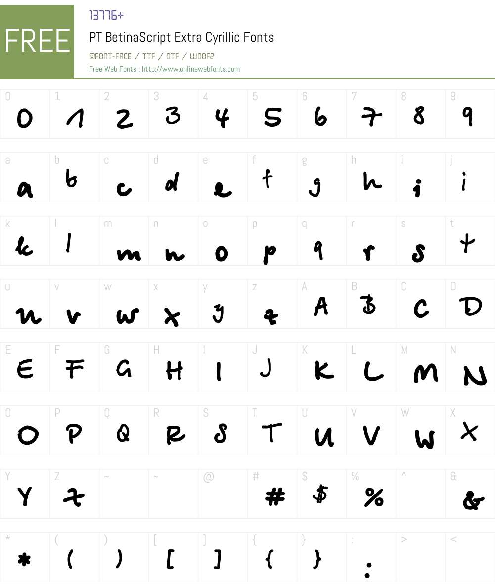 BetinaScriptExtraC Font Screenshots
