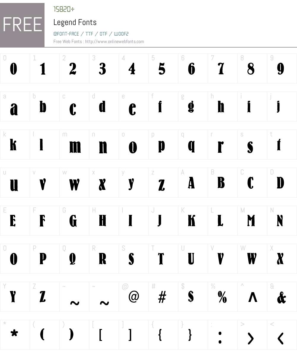 Legend Font Screenshots