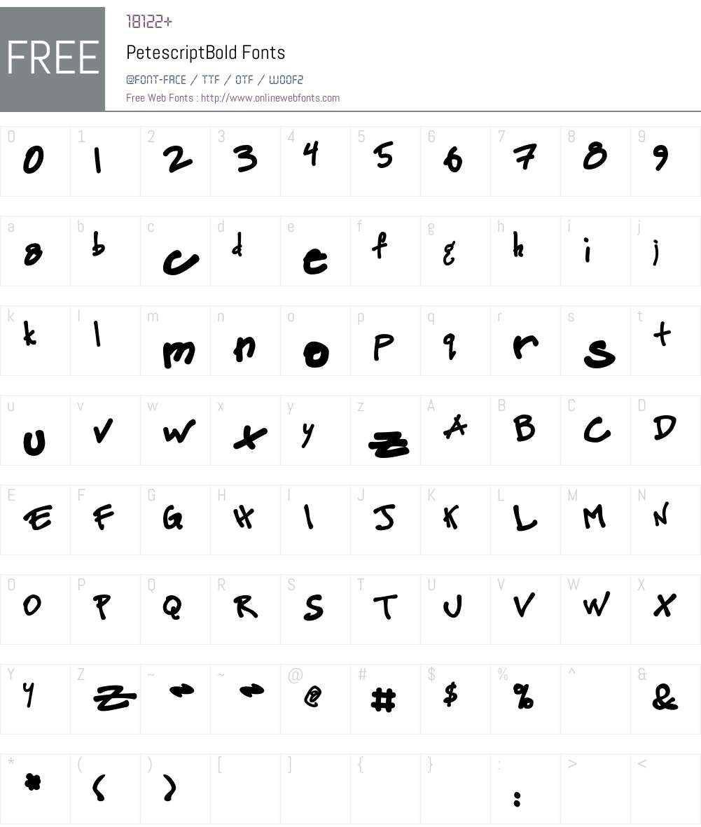 Petescript Font Screenshots