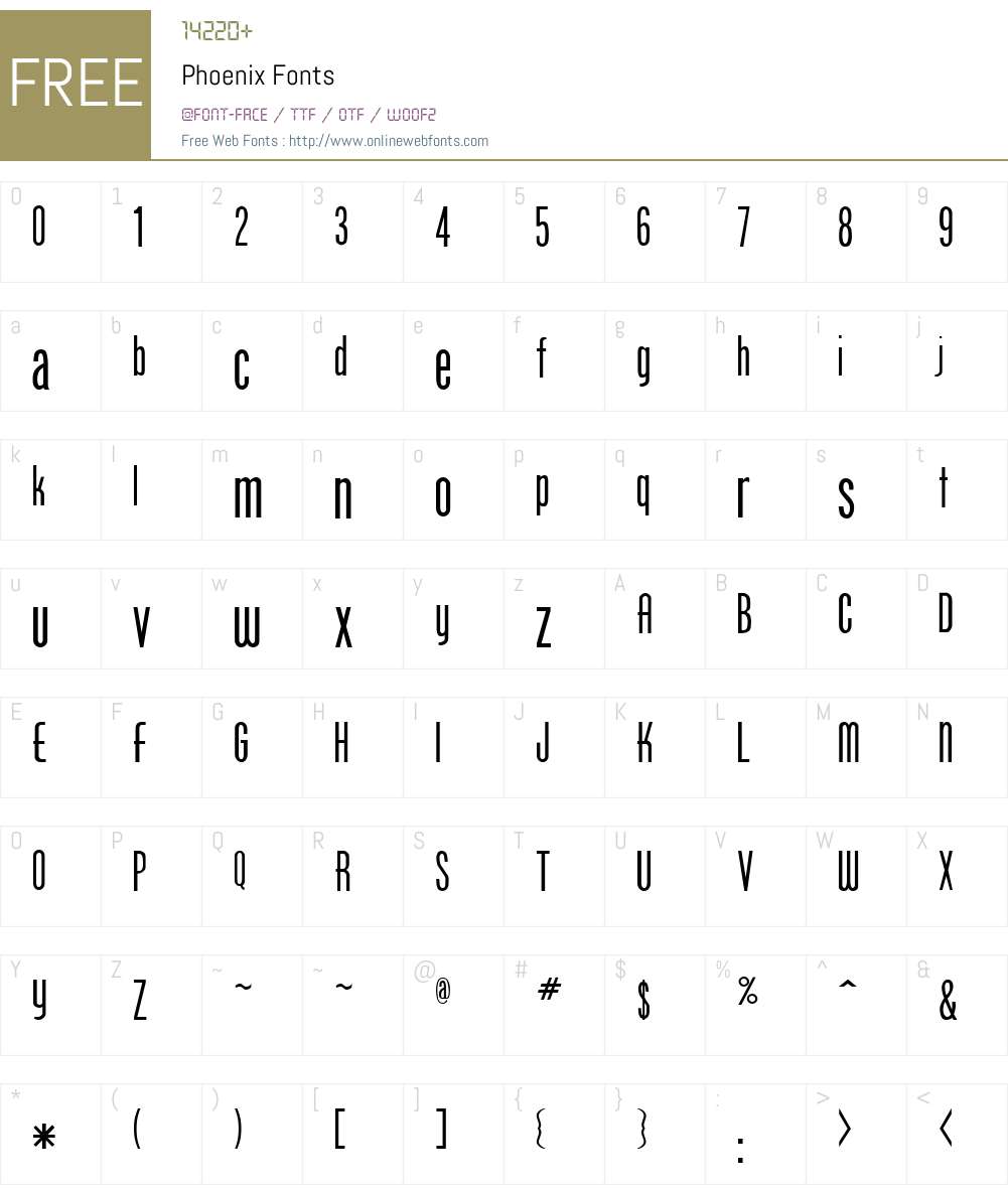 Phoenix Font Screenshots