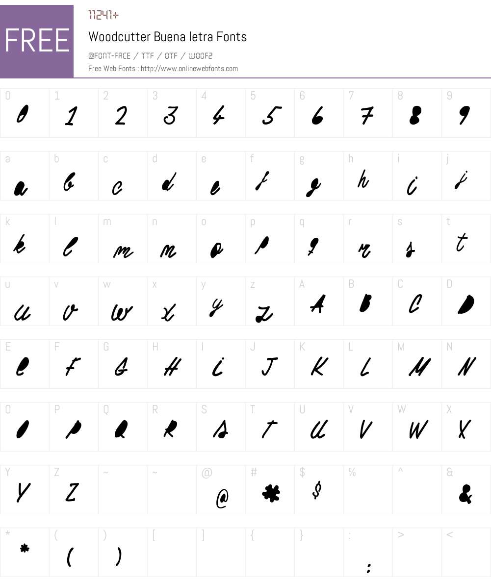 Woodcutter Buena letra Font Screenshots