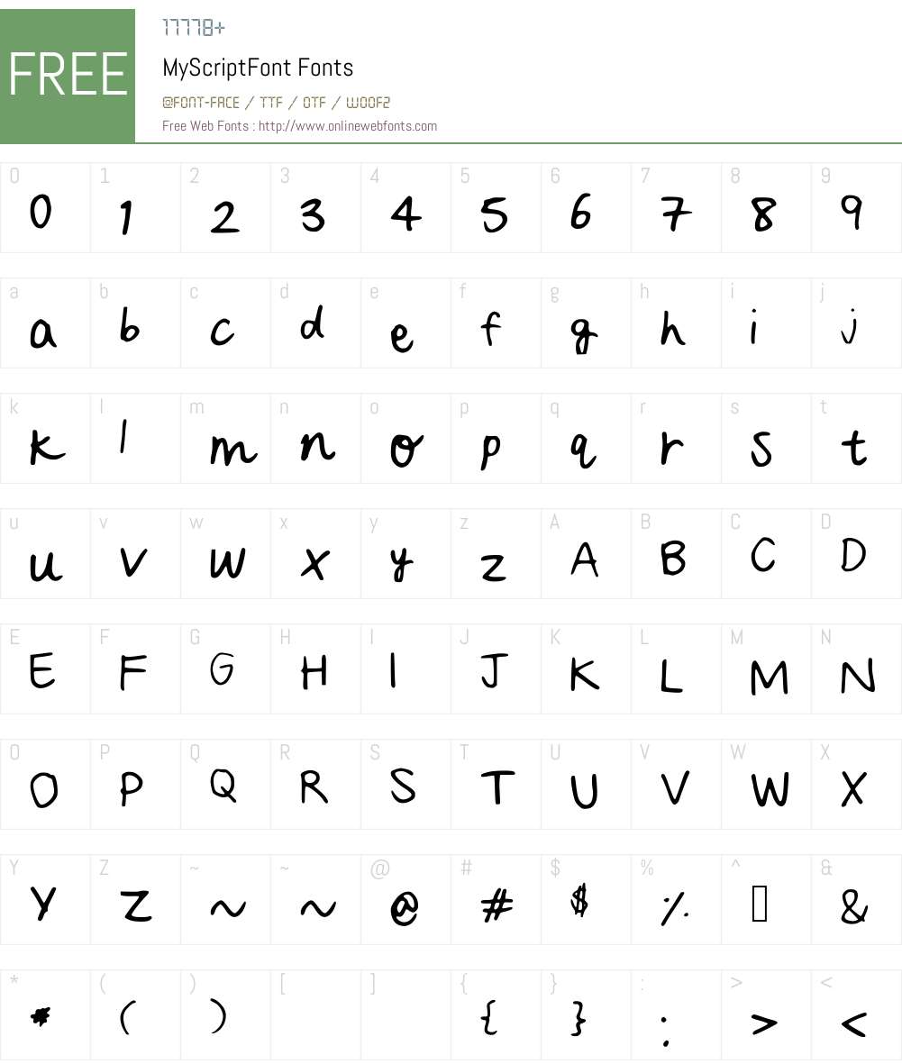 MyScriptFont Font Screenshots