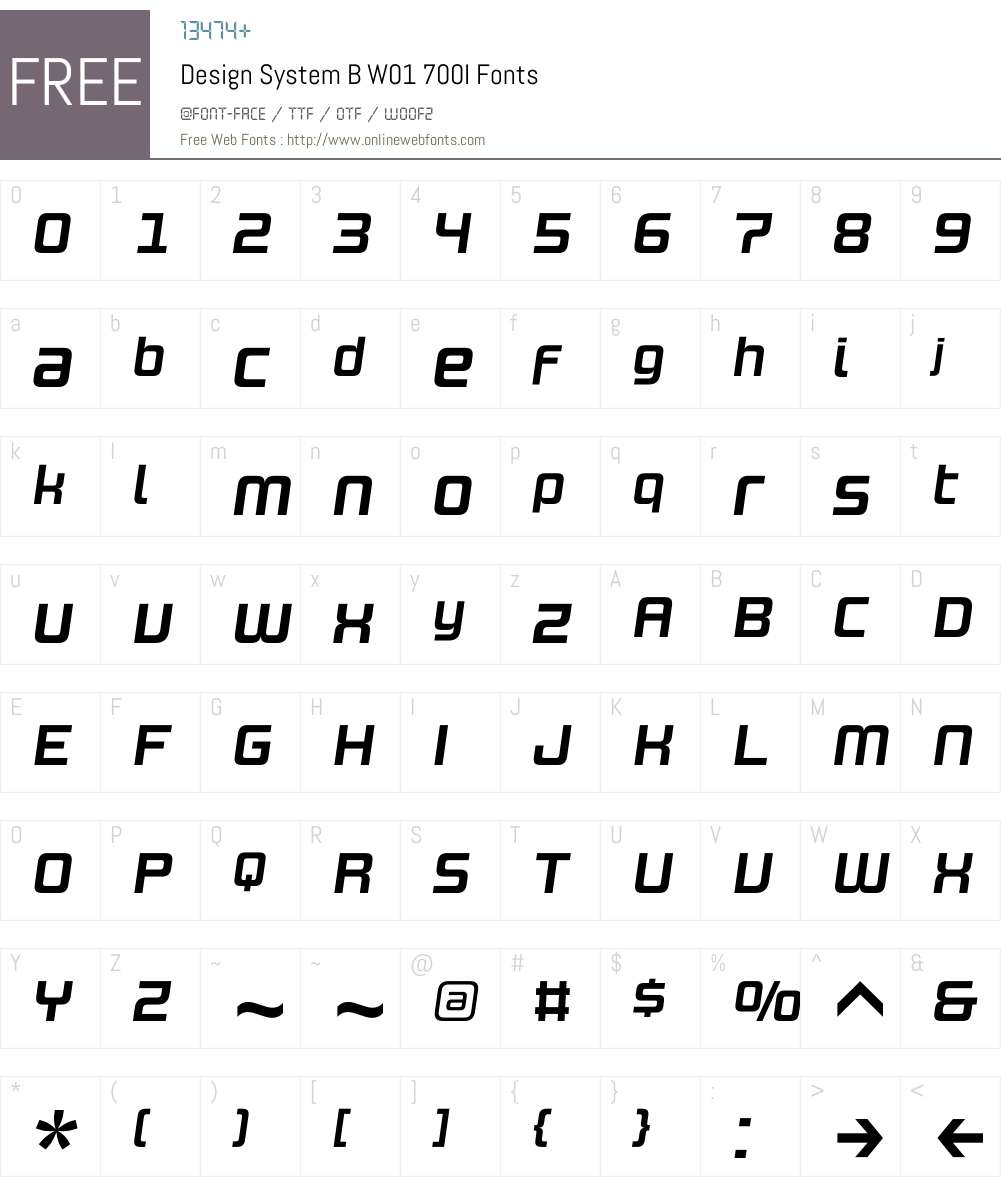 DesignSystemBW01-700I Font Screenshots