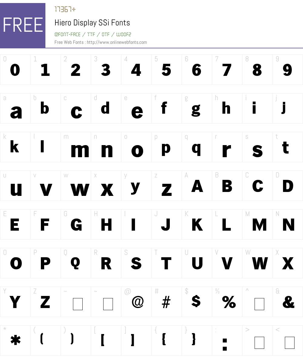 Hiero Display SSi Font Screenshots