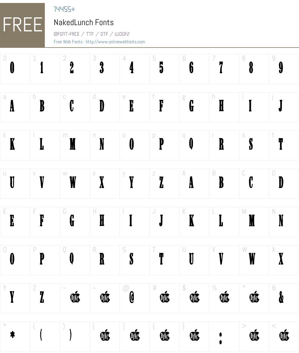 NakedLunch Font Screenshots