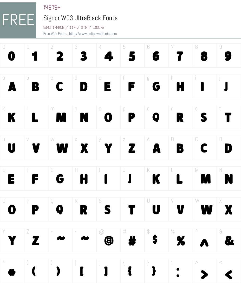 Signor Font Screenshots