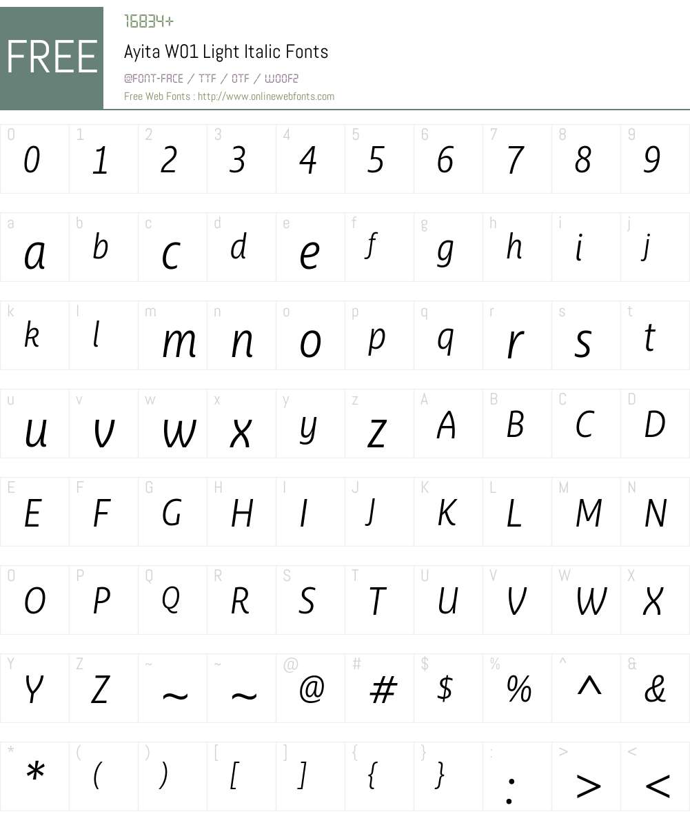 AyitaW01-LightItalic Font Screenshots