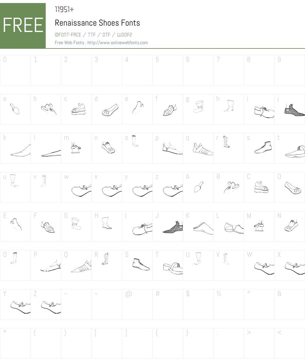 Renaissance Shoes Font Screenshots