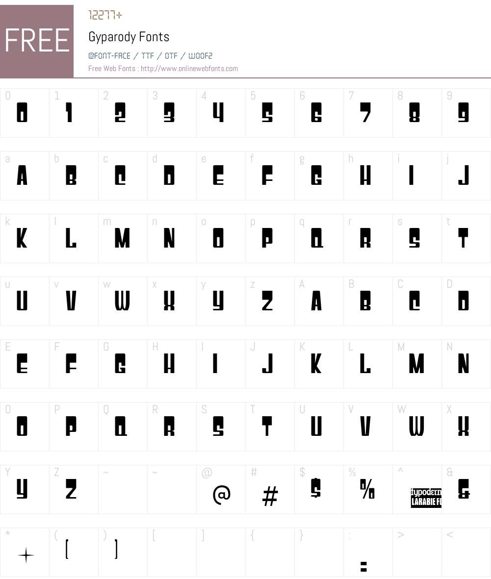 Gyparody Font Screenshots