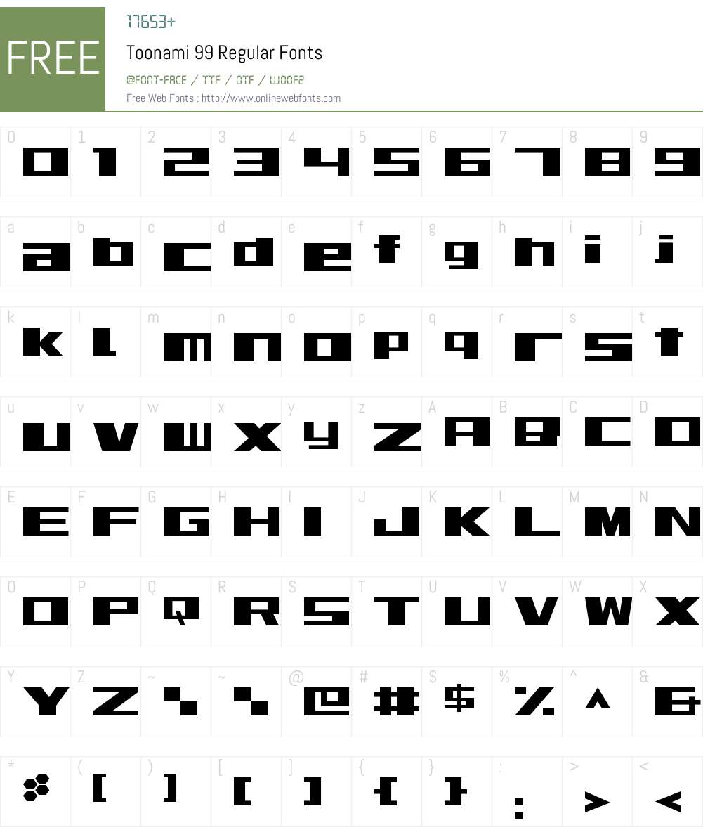 Toonami 99 Font Screenshots