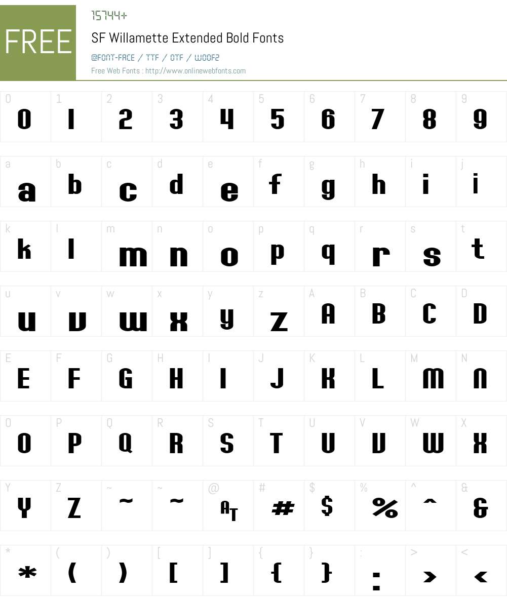 SF Willamette Extended Font Screenshots