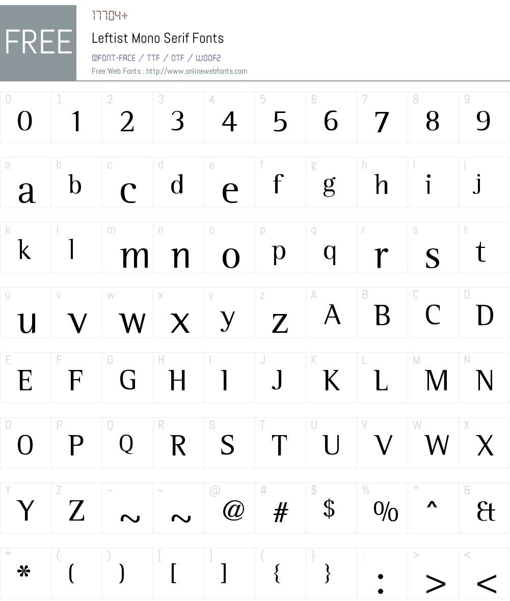 Leftist Mono Serif Font Screenshots