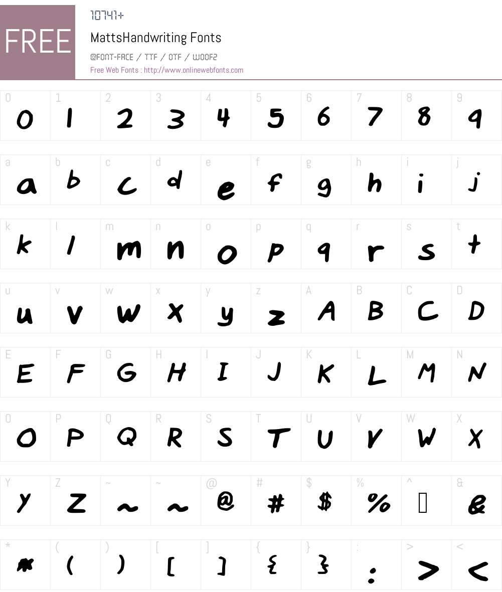 MattsHandwriting Font Screenshots