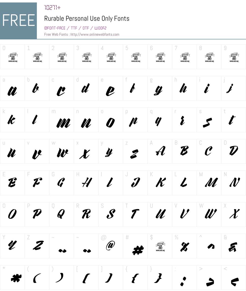 Rurable Personal Use Only Font Screenshots