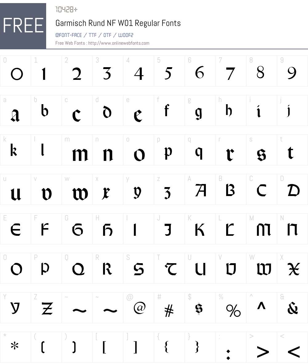 GarmischRundNFW01-Regular Font Screenshots