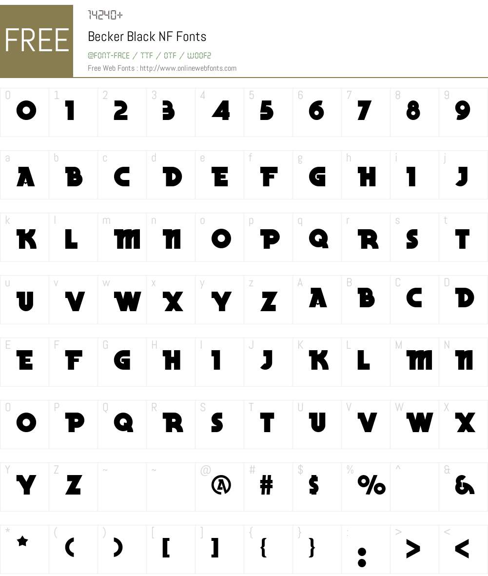 Becker Black NF Font Screenshots