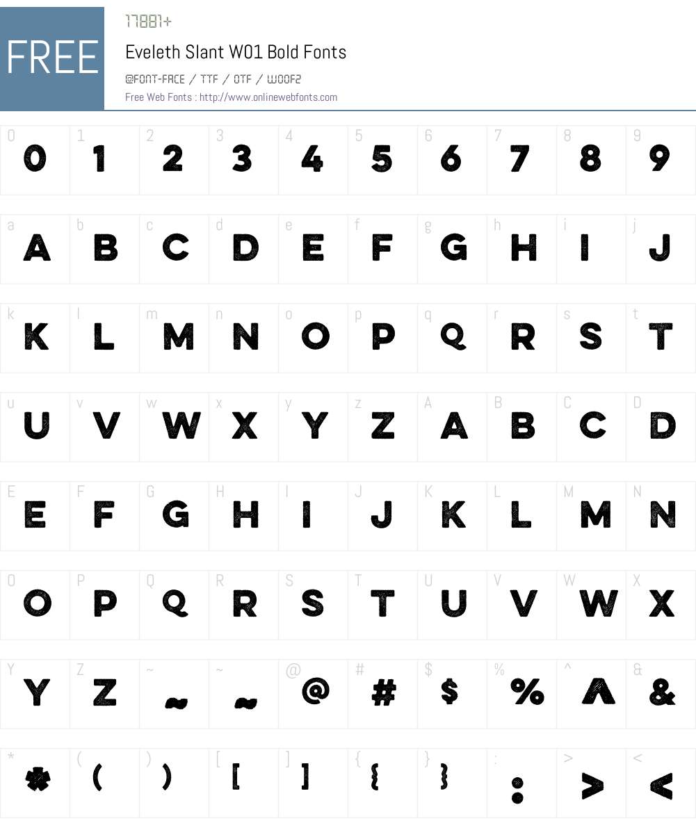 EvelethSlantW01-Bold Font Screenshots