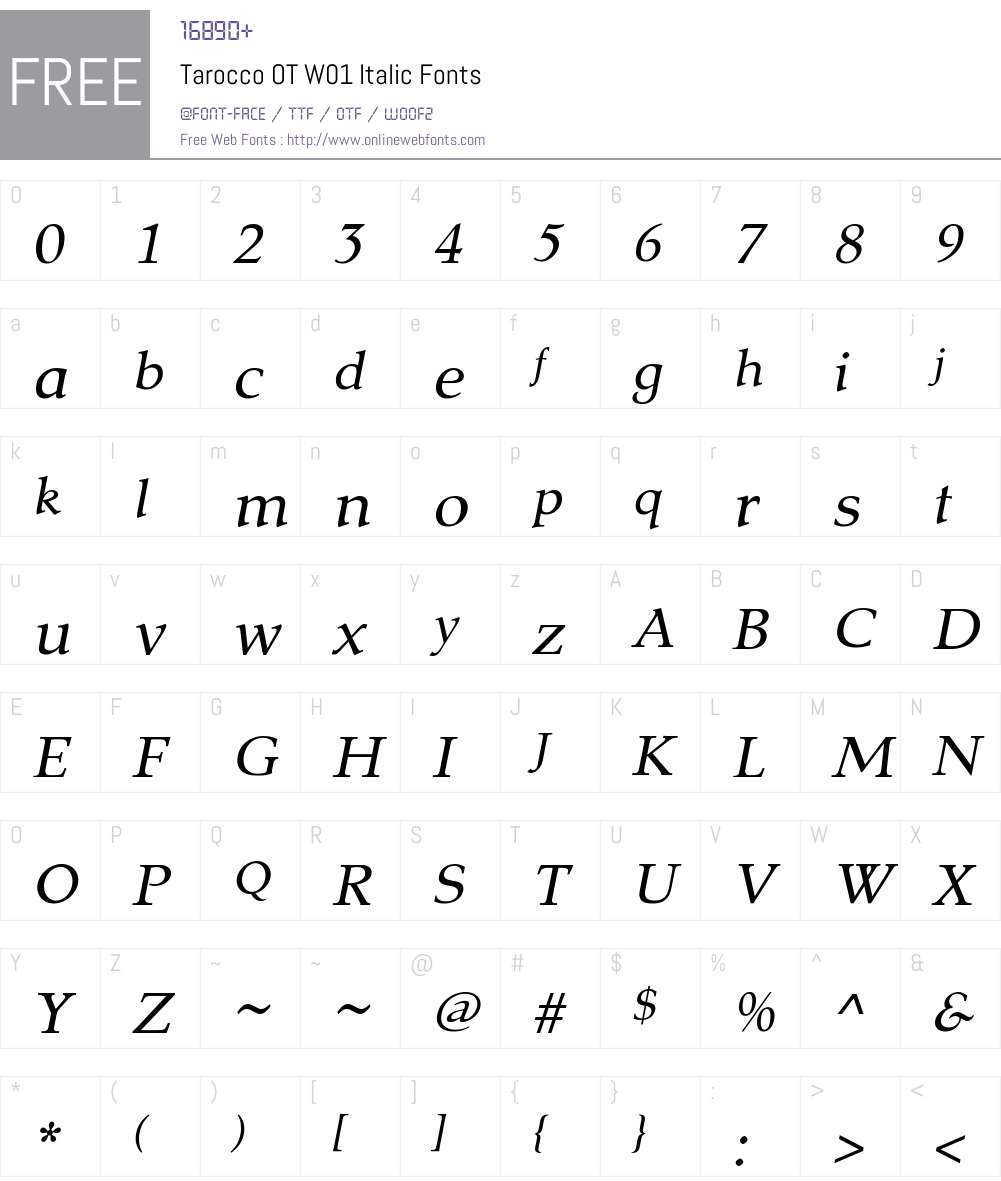 TaroccoOTW01-Italic Font Screenshots
