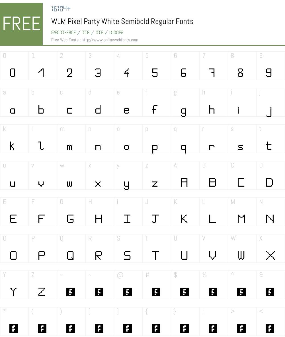 WLM Pixel Party White Semibold Font Screenshots