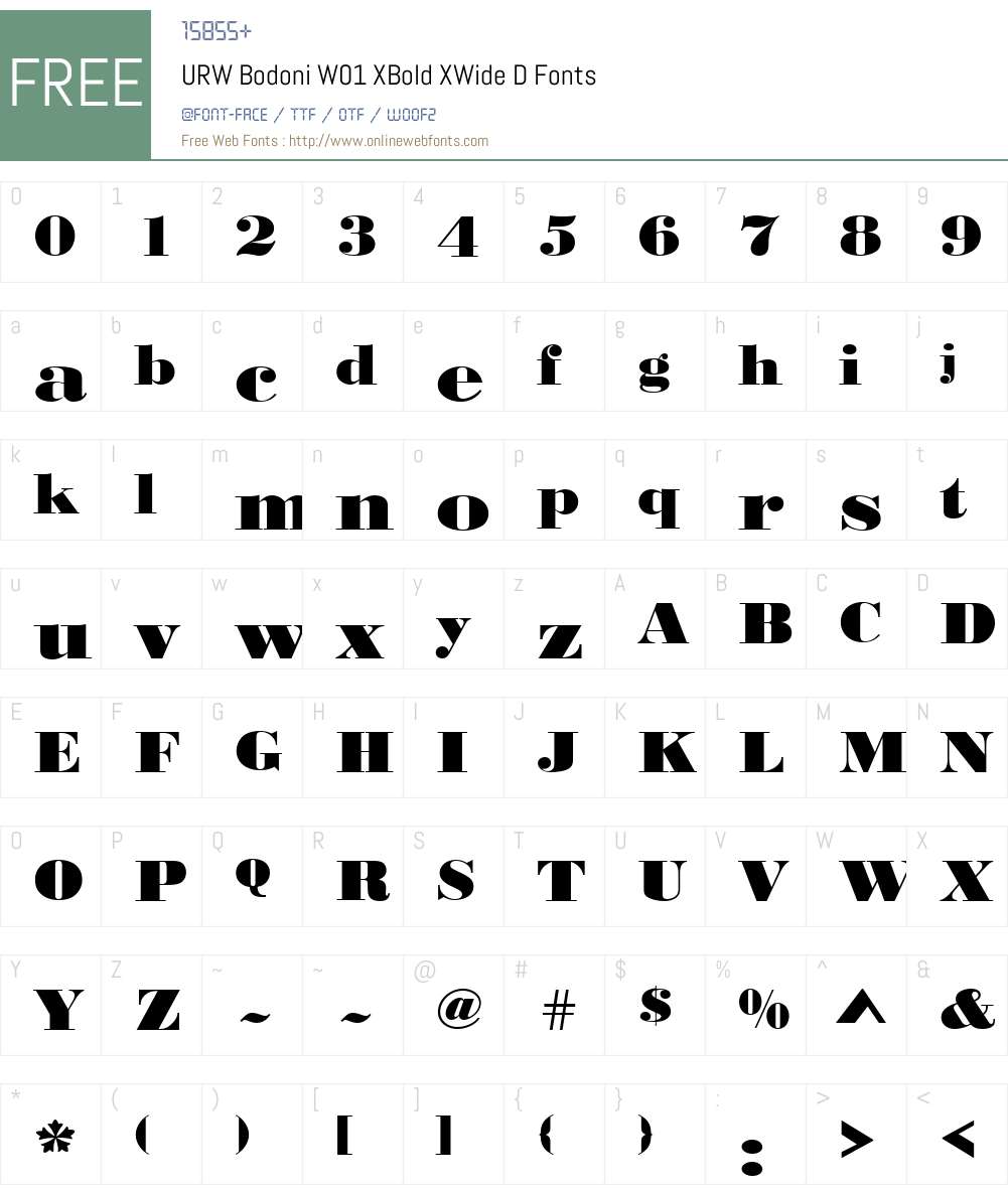 URWBodoniW01-XBoldXWideD Font Screenshots