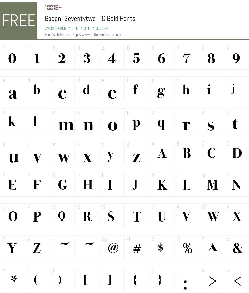 Bodoni Seventytwo ITC Font Screenshots